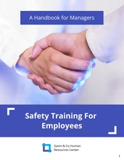 Blue and White Safety Training Handbook Template - Page 1