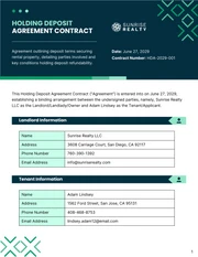 Holding Deposit Agreement Contract Template - Página 1