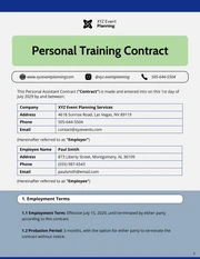 Personal Training Contract Template - page 1