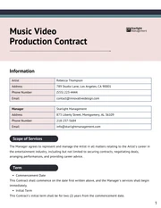 Music Video Production Contract Template - Pagina 1