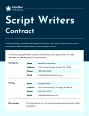 Script Writers Contract Template - Página 1