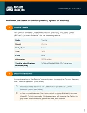 Car Payment Contract - Page 2