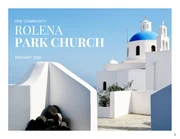 White And Blue Modern Clean Minimalist Community Church Presentation - Page 1