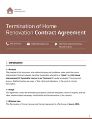 Termination Of Home Improvement Contract Template - Page 1