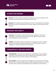 Driver Employment Contract Template - page 3