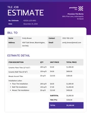 Tile Job Estimate Template - page 1