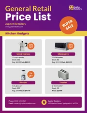 General Retail Price List Template - صفحة 1