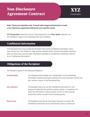 Black And Magenta NDA Contract - Page 1