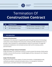 Termination Of Construction Contract Template - Page 1