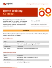 Horse Training Contract Template - صفحة 1