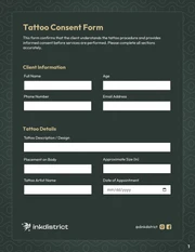 Tattoo Consent Form Template - Page 1