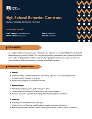 High School Behavior Contract Template - page 1