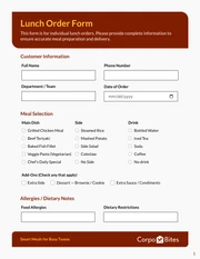 Lunch Order Form Template - Seite 1