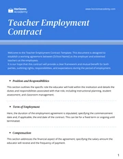 Teacher Employment Contract Template - page 1