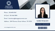 Light Grey And Navy Modern Graphic Designer Landscape ID Cards - Page 1