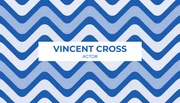Blue And White Modern Wave Pattern Actor Business Card - Page 1