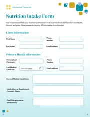 Nutrition Intake Form Template - Seite 1