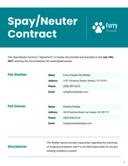 Spay/Neuter Contract Template - صفحة 1