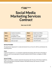 Social Media Consultant Contract Template - page 1