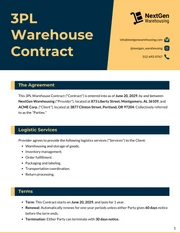 3PL Warehouse Contract Template - Page 1