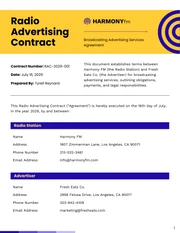 Radio Advertising Contract Template - page 1