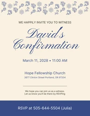 Blue Cream Confirmation Invitation - Page 1