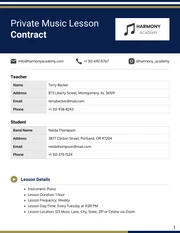 Private Music Lesson Contract Template - Seite 1