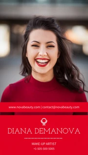 Red Photo Makeup Artist Business Card - Página 1