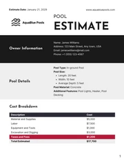 Pool Estimate Template - Page 1