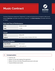 Music Gig Contract Template - Page 1