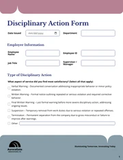 Disciplinary Action Form Template - Page 1