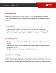 Warehouse Contract Template - Pagina 2