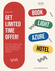 Colourful Geometric Red and Blue Hotel Brochure - Page 1