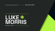 Black and Green Neon Gym Trainer Business Card - Page 1