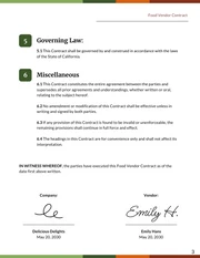 Food Vendor Contract Template - Page 3