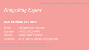 Pink Script Babysitting Business Card - Página 2
