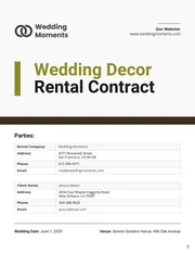 Wedding Decor Rental Contract Template - Page 1