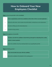 Green New Employee Onboarding Checklist Template - Page 2
