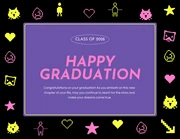 Purple Yellow and Pink Pixel Happy Graduation Presentation - page 1