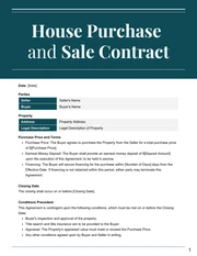 Teal and White Minimalist Purchase and Sale Agreement Contracts - Page 1