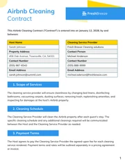 Airbnb Cleaning Contract Template - page 1