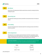 Cleaning Contract Template - page 5