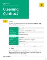 Cleaning Contract Template - Page 1