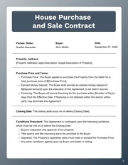 Blue Navy and White Purchase and Sale Agreement Contracts - Page 1