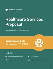 Teal Green and Yellow Simple Healthcare Services Proposals - Page 1