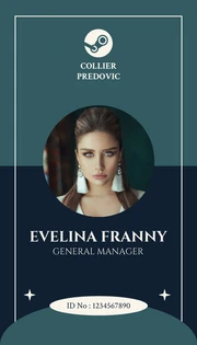 Teal And Navy Modern Manager Potrait ID Cards - Page 1