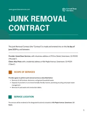 Junk Removal Contract Template - Seite 1