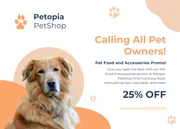 White and Orange Pet Shop Direct Mail Postcard - Page 1