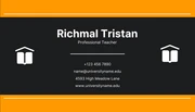 Black And Orange Minimalist Teacher Business Card - Seite 2