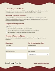 Alcohol Waiver Form Template - Page 2